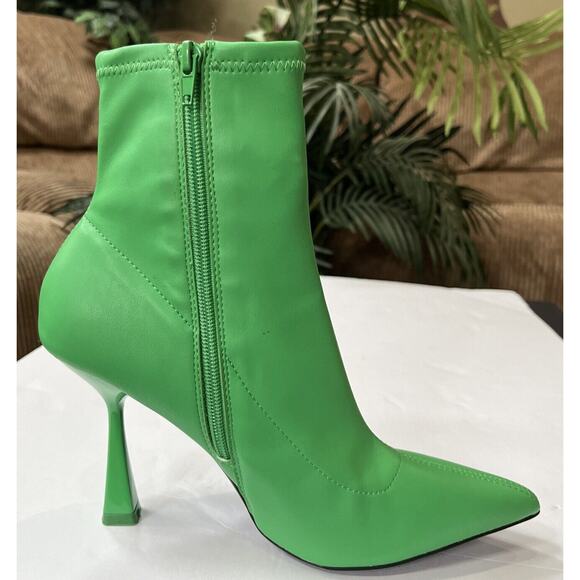 BAR III Womens Green Stretch Comfort Olevia Pointed Toe Flare Zip-Up Booties 8.5 - Picture 2 of 6